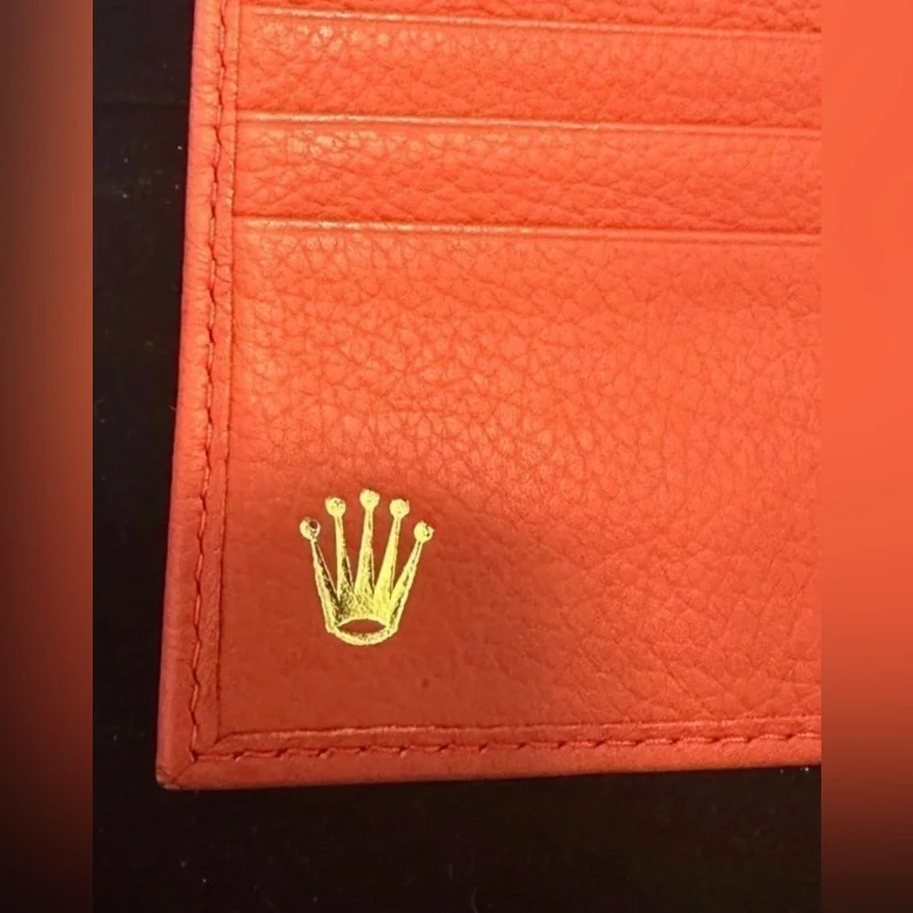 Rolex Red Leather Wallet with Gold Emblem